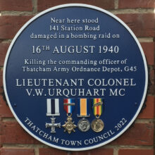 Blue plaque for Lieutenant Colonel Vernon Watkins Urquhart.